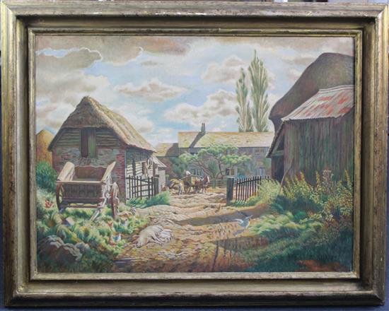 § Douglas Percy Bliss (1900-1984) Afternoon on the farm, 30 x 40in. Exhibited: Royal Academy of Arts, 1937 (No.134)